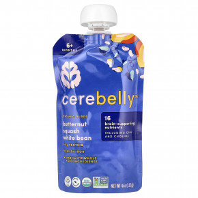 Cerebelly, органическое пюре, для детей от 6 месяцев, мускатная тыква и белая фасоль, 6 пакетиков по 113 г (4 унции) в Москве - eco-herb.ru | фото
