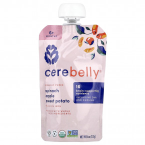 Cerebelly, органическое пюре, для детей от 6 месяцев, шпинат, яблоко, батат, 6 пакетиков по 113 г (4 унции) в Москве - eco-herb.ru | фото