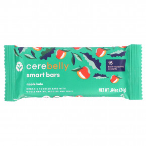 Cerebelly, Smart Bars, органические детские батончики, яблоко и кудрявая капуста, 5 батончиков по 24 г (0,84 унции) в Москве - eco-herb.ru | фото