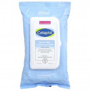 Cetaphil, Деликатные салфетки для очищения кожи, без отдушек, 25 предварительно увлажненных салфеток - описание | фото