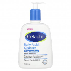 Cetaphil, Ежедневное очищающее средство для лица, без отдушек, 473 мл (16 жидк. унц.) - описание | фото