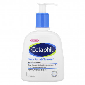 Cetaphil, ежедневное очищающее средство для лица, для нормальной и жирной кожи, 237 мл (8 жидк. унций) - описание | фото