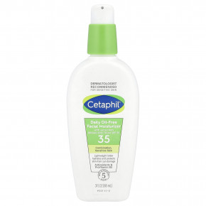 Cetaphil, Ежедневное увлажняющее средство для лица без масла, с солнцезащитным кремом, SPF 35, без отдушек, 88 мл (3 жидк. унц.) - описание | фото