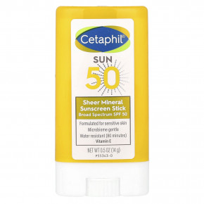 Cetaphil, Минеральное солнцезащитное средство-стик, SPF 50, 14 г (0,5 унции) - описание | фото