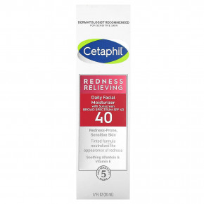 Cetaphil, Redness Relief, ежедневное увлажняющее средство для лица с солнцезащитным эффектом, SPF 40, 50 мл (1,7 жидк. унции) в Москве - eco-herb.ru | фото