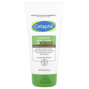 Cetaphil, Улучшенный успокаивающий крем с маслом ши, для длительного ухода за чувствительной кожей, 170 г (6 унций) - описание | фото