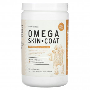 Chew + Heal, Omega Skin + Coat, с незаменимыми жирными кислотами, для собак и кошек, 180 жевательных таблеток, 513 г (18 унций) в Москве - eco-herb.ru | фото