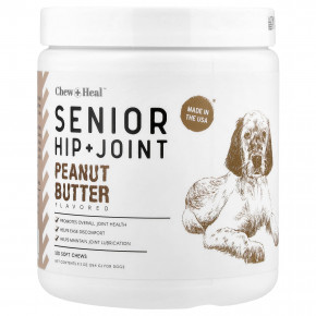 Chew + Heal, Senior, добавка для бедер и суставов, для собак, арахисовая паста, 120 жевательных таблеток, 264 г (9,3 унции) - описание | фото