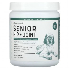 Chew + Heal, Senior Hip + Joint, улучшенная формула для собак старшего возраста, 120 жевательных таблеток, 264 г (9,3 унции) в Москве - eco-herb.ru | фото