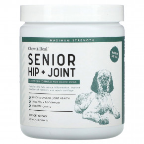 Chew + Heal, Senior Hip + Joint, улучшенная формула для собак старшего возраста, 120 жевательных таблеток, 264 г (9,3 унции) - описание | фото