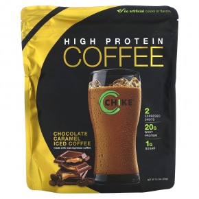 Chike Nutrition, High Protein Iced Coffee, Chocolate Caramel, 15.3 oz (434 g) - описание