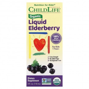 ChildLife Essentials, Organic Liquid Elderberry, 1 Year+, 4 fl oz (118 ml) в Москве - eco-herb.ru | фото