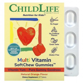 ChildLife Essentials, SoftChew Gummies, мультивитаминный комплекс, со вкусом натурального апельсина, 27 таблеток в Москве - eco-herb.ru | фото