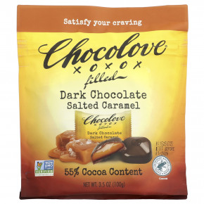 Chocolove, С начинкой, темный шоколад, соленая карамель, 55% какао, 100 г (3,5 унции) - описание | фото