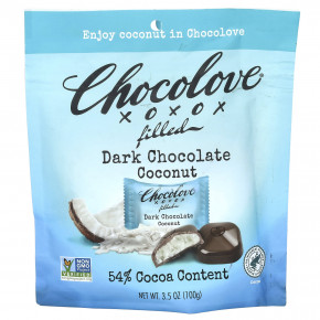 Chocolove, темный шоколад с начинкой, с кокосом, 54% какао, 100 г (3,5 унции) в Москве - eco-herb.ru | фото