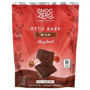 ChocZero, Keto Bark, молочный шоколад, фундук, 15 мини-батончиков, 170 г (6 унций) - подробнее ChocZero, Keto Bark, молочный шоколад, фундук, 15 мини-батончиков, 170 г (6 унций) - описание