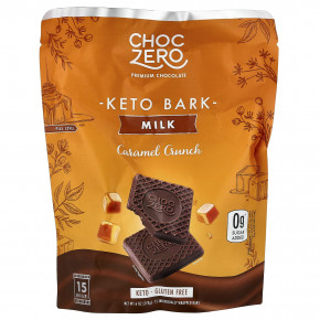 ChocZero, Keto Bark, молочный шоколад, хрустящая карамель, 15 мини-батончиков, 170 г (6 унций) - подробнее ChocZero, Keto Bark, молочный шоколад, хрустящая карамель, 15 мини-батончиков, 170 г (6 унций) - описание
