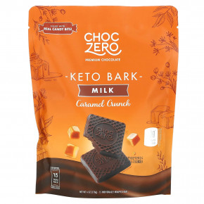 ChocZero, Keto Bark, молочный шоколад, хрустящая карамель, 15 мини-упаковок, 170 г (6 унций) - описание | фото