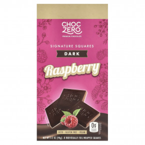 ChocZero, Signature Squares, темный шоколад, малина, 8 квадратов, 90 г (3,2 унции) - описание | фото