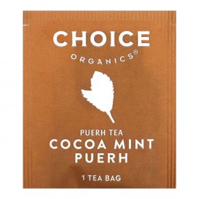 Choice Organic Teas, Puerh Tea, какао и мята, 16 чайных пакетиков, 32 г (1,12 унции) в Москве - eco-herb.ru | фото