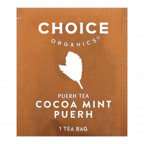 Choice Organic Teas, Puerh Tea, какао и мята пуэр, 16 чайных пакетиков, 32 г (1,12 унции) в Москве - eco-herb.ru | фото