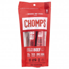 Chomps, оригинальные говяжьи палочки, неострый вкус, 8 палочек по 32 г (1,15 унции) в Москве - eco-herb.ru | фото