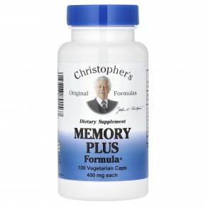 Christopher's Original Formulas, Memory Plus, формула для памяти, 800 мг, 100 вегетарианских капсул (400 мг в 1 капсуле) в Москве - eco-herb.ru | фото