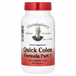 Christopher's Original Formulas, Quick Colon, средство для здоровья кишечника, этап 1, 485 мг, 100 вегетарианских капсул в Москве - eco-herb.ru | фото