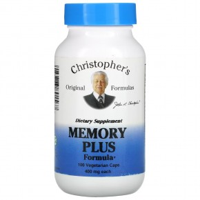 Christopher's Original Formulas, Memory Plus, формула для памяти, 800 мг, 100 вегетарианских капсул (400 мг в 1 капсуле) в Москве - eco-herb.ru | фото