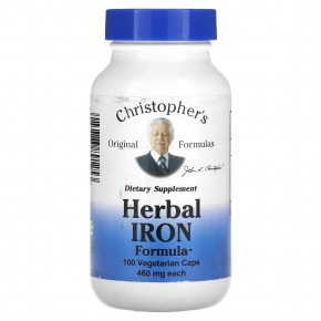 Christophers Original Formulas, Herbal Iron Formula, 460 mg, 100 Vegetarian Caps в Москве - eco-herb.ru | фото