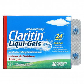 Claritin, Non-Drowsy, Liqui-Gels®, 10 мг, 30 капсул с жидкостью - описание | фото