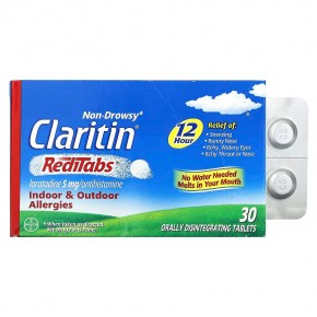 Claritin, RediTabs, не вызывающий сонливости, от аллергии в помещении и на свежем воздухе, 5 мг, 30 таблеток для рассасывания в полости рта в Москве - eco-herb.ru | фото