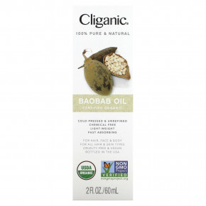 Cliganic, 100% чистое и натуральное, масло баобаба, 60 мл (2 жидк. унц.) в Москве - eco-herb.ru | фото