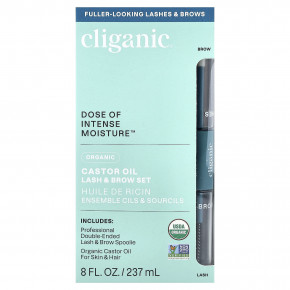 Cliganic, Dose of Intense Moisture™, набор для ухода за ресницами и бровями с органическим касторовым маслом, 237 мл (8 жидк. унций) в Москве - eco-herb.ru | фото