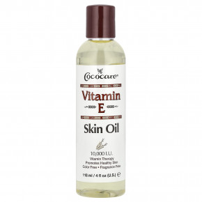 Cococare, масло для ухода за кожей с витамином Е, без отдушки, 10 000 МЕ, 118 мл (4 жидк. унции) - описание | фото