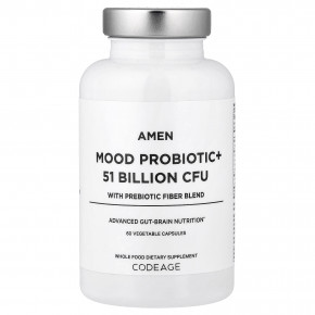 Codeage, Amen, пробиотик для настроения + со смесью пребиотической клетчатки, 60 вегетарианских капсул - описание | фото