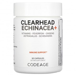 Codeage, Clearhead Echinacea+, витамины, пиретрум, женьшень, астрагал, лимонник, 90 капсул в Москве - eco-herb.ru | фото