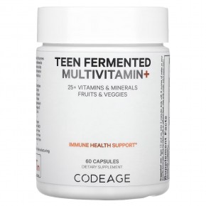 Codeage, Ферментированный мультивитаминный комплекс для подростков, 25+ витаминов, минералы, 60 капсул в Москве - eco-herb.ru | фото