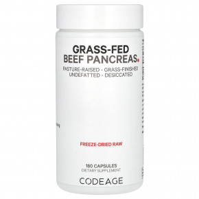 Codeage, говяжья поджелудочная железа животных травяного откорма, 180 капсул (500 мг в 1 капсуле) - описание | фото