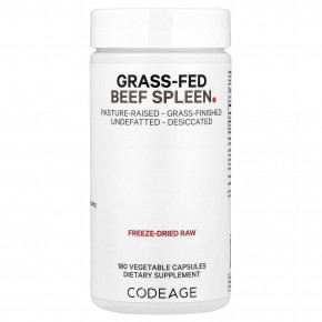 Codeage, Говяжья селезенка травяного откорма, 180 растительных капсул (500 мг на капсулу) - описание | фото
