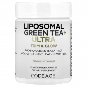 Codeage, Liposomal Green Tea + Ultra Trim & Glow, 60 растительных капсул - описание | фото