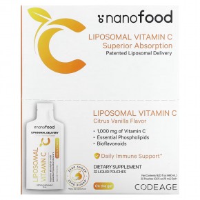 Codeage, Liposomal Vitamin C, Citrus Vanilla, 1,000 mg, 32 Pouches, 0.5 fl oz (15 ml) each в Москве - eco-herb.ru | фото