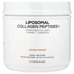 Codeage, липосомальные пептиды коллагена+ в порошке, без добавок, 424,5 г (14,97 унции) - описание | фото