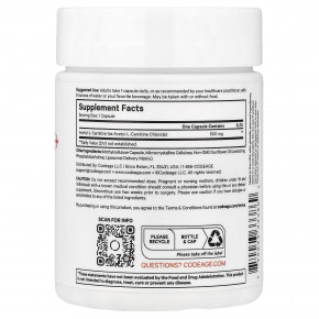 Codeage, липосомальный ацетил-L-карнитин+, 90 капсул (500 мг в 1 капсуле) в Москве - eco-herb.ru | фото