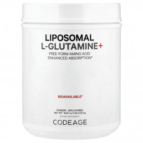 Codeage, Липосомальный L-глютамин + порошок, без ароматизаторов, 472,5 г (16,67 унции) - описание | фото
