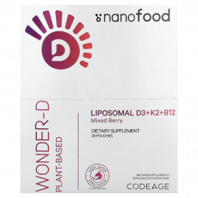 Codeage, Nanofood, липосомальные витамины D3 + K2 + B12, ягодное ассорти, 30 пакетиков по 10 мл (0,3 жидк. унц.) (Товар снят с продажи) в Москве - eco-herb.ru | фото