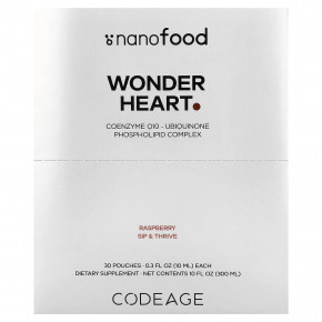 Codeage, Nanofood, Wonder Heart, малина, 30 паучей по 10 мл (0,3 жидк. унции) - описание | фото