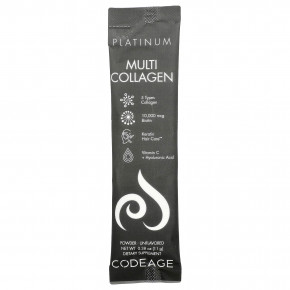 Codeage, Platinum, мультиколлагеновые пептиды, без добавок, 30 пакетиков по 11 г (0,38 унции) в Москве - eco-herb.ru | фото