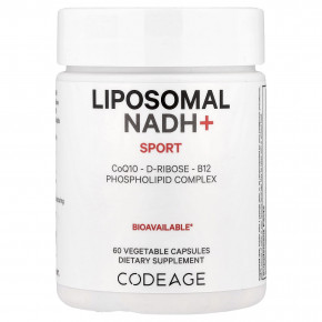 Codeage, Sport, Liposomal NADH+, липосомальный НАД, 60 растительных капсул - описание | фото