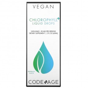 Codeage, Vegan Chlorophyll + Liquid Drops, без ГМО, перечная мята, 50 мг, 60 мл (2 жидк. Унции) в Москве - eco-herb.ru | фото